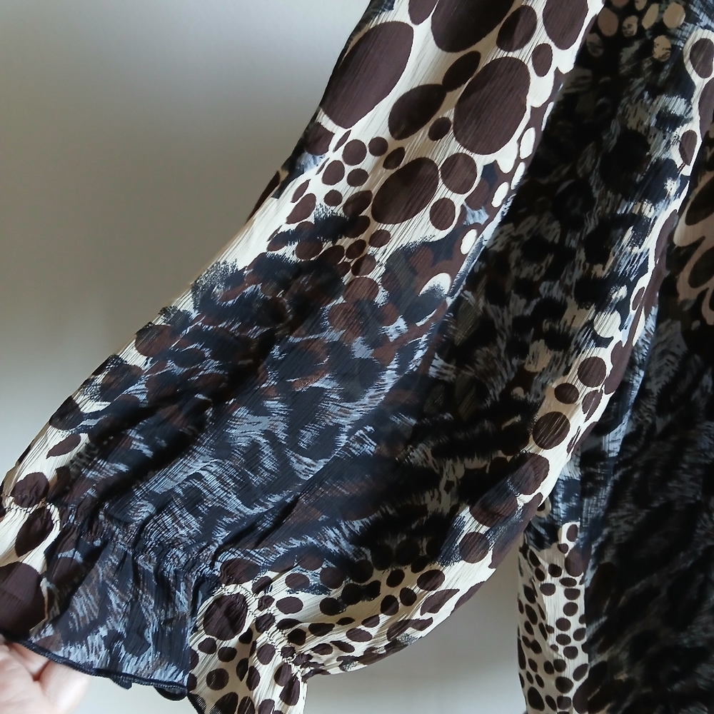 Agora Size 2X Animal Print Blouse Sheer - Picture 7 of 11